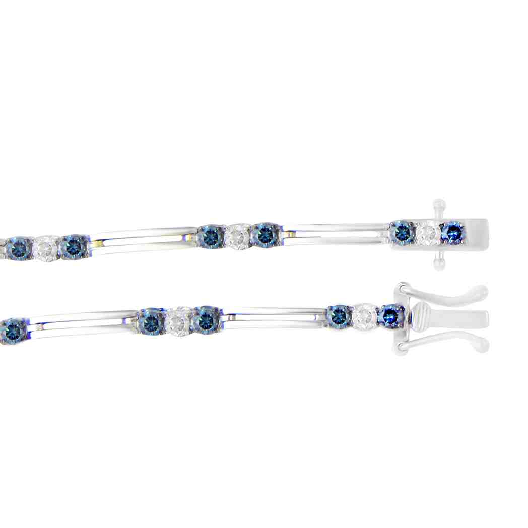 White Gold Blue Sapphire Wedding Bracelet BR51014ABS